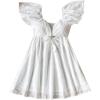 image:imageMakeMeChic Womens Casual Ruffle Mini Dress Summer Flutter Sleeve V Neck Tie Front Cutout A Line DressWhite