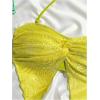 image:imageMakeMeChic Womens Floral Twist Front Bikini Top Halter Split Hem Backless Swimsuit TopYellow