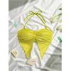 image:imageMakeMeChic Womens Floral Twist Front Bikini Top Halter Split Hem Backless Swimsuit TopYellow