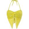image:imageMakeMeChic Womens Floral Twist Front Bikini Top Halter Split Hem Backless Swimsuit TopYellow