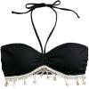 image:imageMakeMeChic Womens Halter Bikini Top Tie Backless Drawstring String Bathing Suit TopsBlack