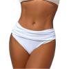 image:imageMakeMeChic Womens Ruched Bikini Bottoms Mid Waisted Full Coverage Swimsuit BottomWhite