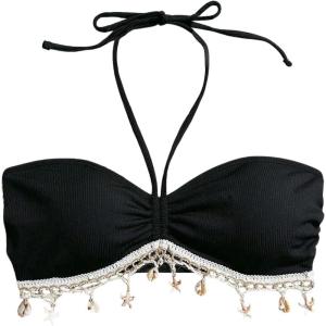 image:imageMakeMeChic Womens Halter Bikini Top Tie Backless Drawstring String Bathing Suit TopsBlack