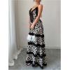 image:imageMakeMeChic Womens Leopard Print Open Back Halter Dress Deep V Neck Ruffle Party Maxi DressesMulticolor