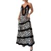 image:imageMakeMeChic Womens Leopard Print Open Back Halter Dress Deep V Neck Ruffle Party Maxi DressesMulticolor