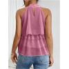 image:imageMakeMeChic Womens Chiffon Halter Tops Tiered Ruffle Hem Sleeveless Blouse ShirtPink