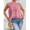 image:imageMakeMeChic Womens Chiffon Halter Tops Tiered Ruffle Hem Sleeveless Blouse ShirtPink