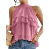 image:imageMakeMeChic Womens Chiffon Halter Tops Tiered Ruffle Hem Sleeveless Blouse ShirtPink