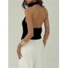 image:imageMakeMeChic Womens Asymmetrical Halter Tops Y2k Open Back Going Out TopsBlack