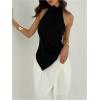 image:imageMakeMeChic Womens Asymmetrical Halter Tops Y2k Open Back Going Out TopsBlack