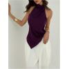 image:imageMakeMeChic Womens Asymmetrical Halter Tops Y2k Open Back Going Out TopsPurple