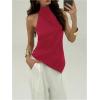 image:imageMakeMeChic Womens Asymmetrical Halter Tops Y2k Open Back Going Out TopsRed