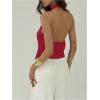 image:imageMakeMeChic Womens Asymmetrical Halter Tops Y2k Open Back Going Out TopsRed