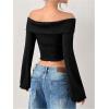 image:imageMakeMeChic Womens Cheetah Print Tops Y2K Off The Shoulder Long Sleeve Fall Going Out Tops Mesh Crop Cowgirl OutitsBlack B