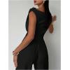 image:imageMakeMeChic Womens Dressy Wrap Tops Off The Shoulder Tops Summer Asymmetrical TopsBlack