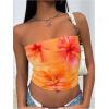 image:imageMakeMeChic Womens Floral Summer Tops Strapless Tube Crop Tops Backless Bandeau TopOrange