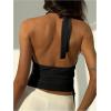 image:imageMakeMeChic Womens Halter Tops Asymmetrical Open Back Top Going Out Festival TopsBlack
