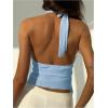 image:imageMakeMeChic Womens Halter Tops Asymmetrical Open Back Top Going Out Festival TopsBlue