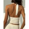 image:imageMakeMeChic Womens Halter Tops Asymmetrical Open Back Top Going Out Festival TopsWhite