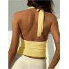 image:imageMakeMeChic Womens Halter Tops Asymmetrical Open Back Top Going Out Festival TopsYellow