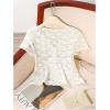 image:imageMakeMeChic Womens Lace Sheer Tops Y2k T Shirt Short Sleeve Going Out Crop TopsWhite