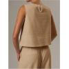 image:imageMakeMeChic Womens Linen Shirts Dressy Tops Summer Crop Tank Tops Sleeveless Blouse Work ShirtsApricot