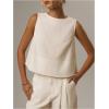 image:imageMakeMeChic Womens Linen Shirts Dressy Tops Summer Crop Tank Tops Sleeveless Blouse Work ShirtsBeige