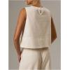 image:imageMakeMeChic Womens Linen Shirts Dressy Tops Summer Crop Tank Tops Sleeveless Blouse Work ShirtsBeige