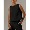 image:imageMakeMeChic Womens Linen Shirts Dressy Tops Summer Crop Tank Tops Sleeveless Blouse Work ShirtsBlack a