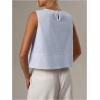 image:imageMakeMeChic Womens Linen Shirts Dressy Tops Summer Crop Tank Tops Sleeveless Blouse Work ShirtsBlue