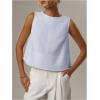 image:imageMakeMeChic Womens Linen Shirts Dressy Tops Summer Crop Tank Tops Sleeveless Blouse Work ShirtsBlue