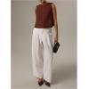 image:imageMakeMeChic Womens Linen Shirts Dressy Tops Summer Crop Tank Tops Sleeveless Blouse Work ShirtsBrown