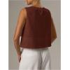 image:imageMakeMeChic Womens Linen Shirts Dressy Tops Summer Crop Tank Tops Sleeveless Blouse Work ShirtsBrown