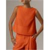image:imageMakeMeChic Womens Linen Shirts Dressy Tops Summer Crop Tank Tops Sleeveless Blouse Work ShirtsOrange