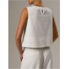 image:imageMakeMeChic Womens Linen Shirts Dressy Tops Summer Crop Tank Tops Sleeveless Blouse Work ShirtsWhite