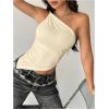 image:imageMakeMeChic Womens One Shoulder Tops Y2k Asymmetrical Sleeveless Summer Going Out Tank TopApricot