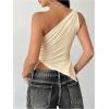 image:imageMakeMeChic Womens One Shoulder Tops Y2k Asymmetrical Sleeveless Summer Going Out Tank TopApricot