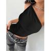 image:imageMakeMeChic Womens One Shoulder Tops Y2k Asymmetrical Sleeveless Summer Going Out Tank TopBlack