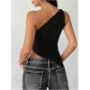 image:imageMakeMeChic Womens One Shoulder Tops Y2k Asymmetrical Sleeveless Summer Going Out Tank TopBlack