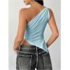 image:imageMakeMeChic Womens One Shoulder Tops Y2k Asymmetrical Sleeveless Summer Going Out Tank TopBlue
