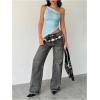 image:imageMakeMeChic Womens One Shoulder Tops Y2k Asymmetrical Sleeveless Summer Going Out Tank TopBlue