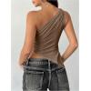 image:imageMakeMeChic Womens One Shoulder Tops Y2k Asymmetrical Sleeveless Summer Going Out Tank TopBrown