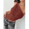 image:imageMakeMeChic Womens One Shoulder Tops Y2k Asymmetrical Sleeveless Summer Going Out Tank TopBurnt Orange
