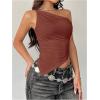 image:imageMakeMeChic Womens One Shoulder Tops Y2k Asymmetrical Sleeveless Summer Going Out Tank TopBurnt Orange