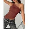 image:imageMakeMeChic Womens One Shoulder Tops Y2k Asymmetrical Sleeveless Summer Going Out Tank TopBurnt Orange
