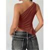image:imageMakeMeChic Womens One Shoulder Tops Y2k Asymmetrical Sleeveless Summer Going Out Tank TopBurnt Orange