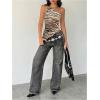 image:imageMakeMeChic Womens One Shoulder Tops Y2k Asymmetrical Sleeveless Summer Going Out Tank TopCoffee Brown