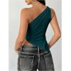 image:imageMakeMeChic Womens One Shoulder Tops Y2k Asymmetrical Sleeveless Summer Going Out Tank TopDark Green