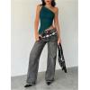 image:imageMakeMeChic Womens One Shoulder Tops Y2k Asymmetrical Sleeveless Summer Going Out Tank TopDark Green