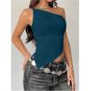 image:imageMakeMeChic Womens One Shoulder Tops Y2k Asymmetrical Sleeveless Summer Going Out Tank TopDusty Blue